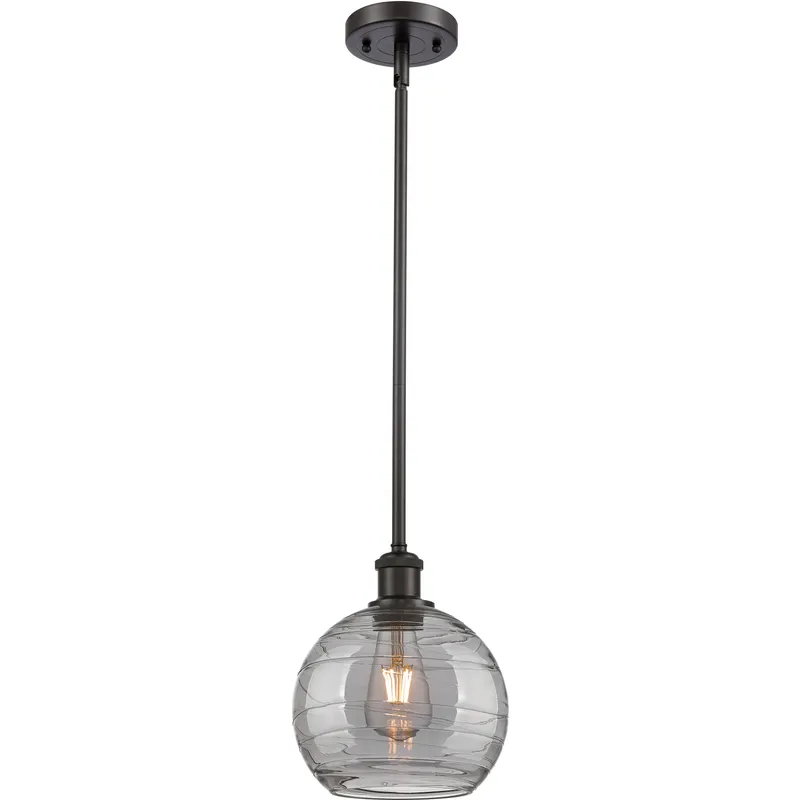Ballston Athens Deco Swirl 1 Light 8 inch Oil Rubbed Bronze Stem Hung Mini Pendant Ceiling Light