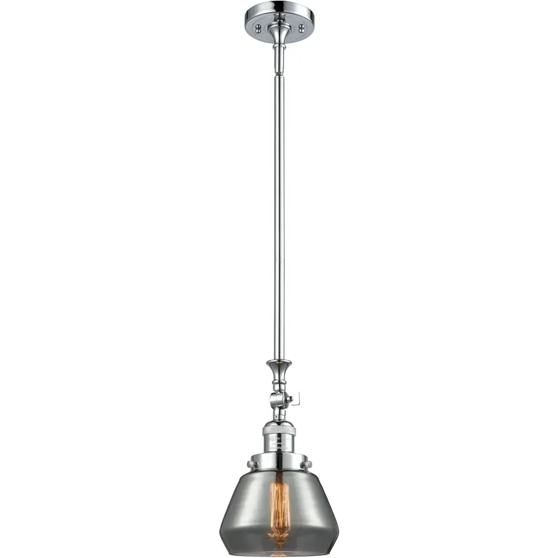 Franklin Restoration Fulton 1 Light 7 inch Polished Chrome Mini Pendant Ceiling Light in Bulb Not Included, Light Smoke Glass, Franklin Restoration