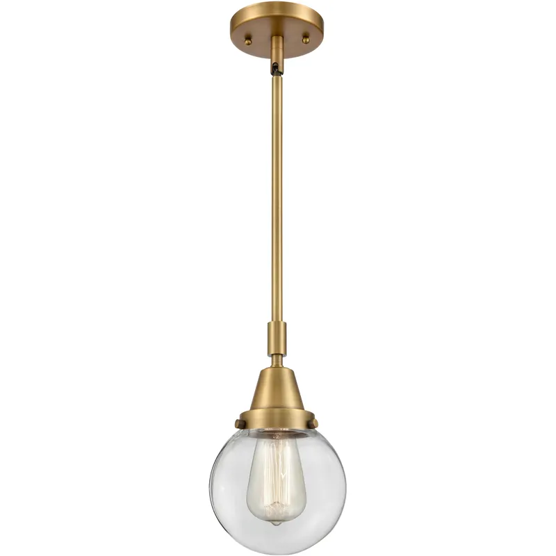 Beacon 1 Light 6 inch Brushed Brass Mini Pendant Ceiling Light in Clear Glass