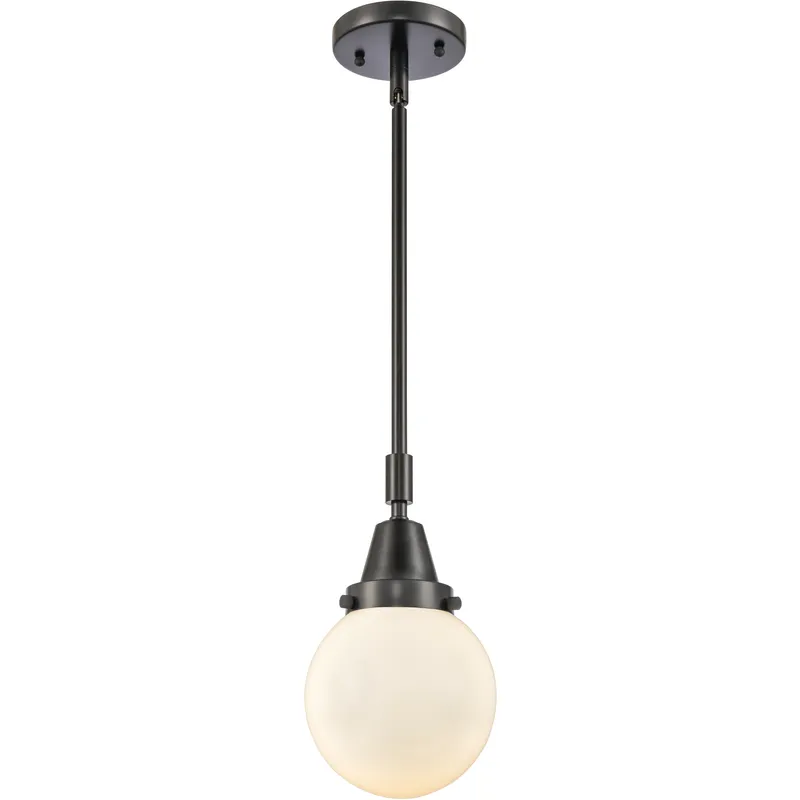 Beacon 1 Light 6 inch Matte Black Mini Pendant Ceiling Light in Matte White Glass