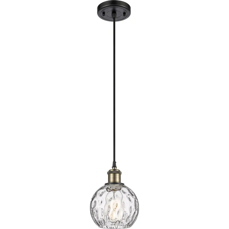 Ballston Athens Water Glass LED 6 inch Black Antique Brass Mini Pendant Ceiling Light