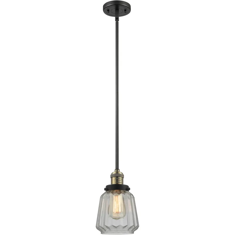 Franklin Restoration Chatham 1 Light 6 inch Black Antique Brass Mini Pendant Ceiling Light in Incandescent, Clear, Franklin Restoration