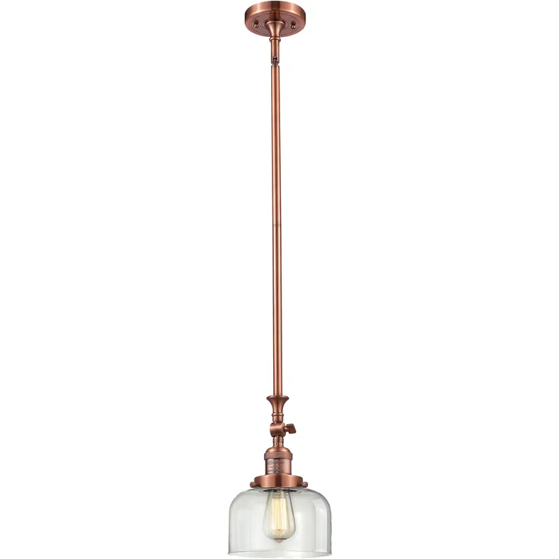 Franklin Restoration Bell 1 Light 8 inch Antique Copper Mini Pendant Ceiling Light in Incandescent, Clear, Franklin Restoration