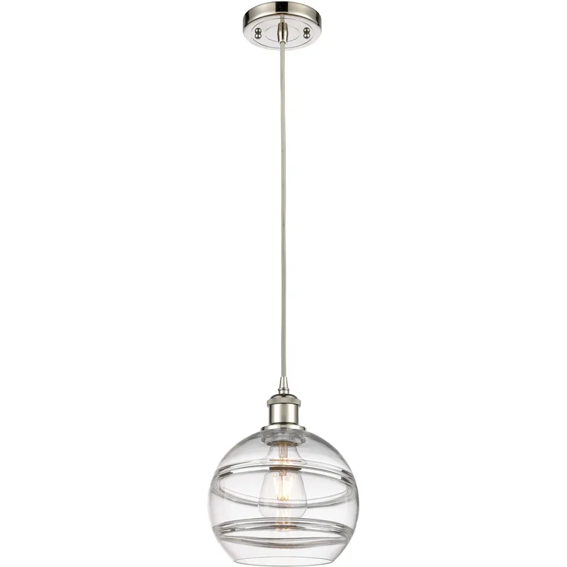 Ballston Rochester 1 Light 8 inch Polished Nickel Cord Hung Mini Pendant Ceiling Light