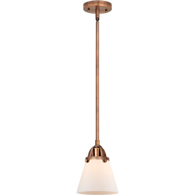 Nouveau 2 Cone 1 Light 6.25 inch Antique Copper Mini Pendant Ceiling Light in Incandescent, Matte White