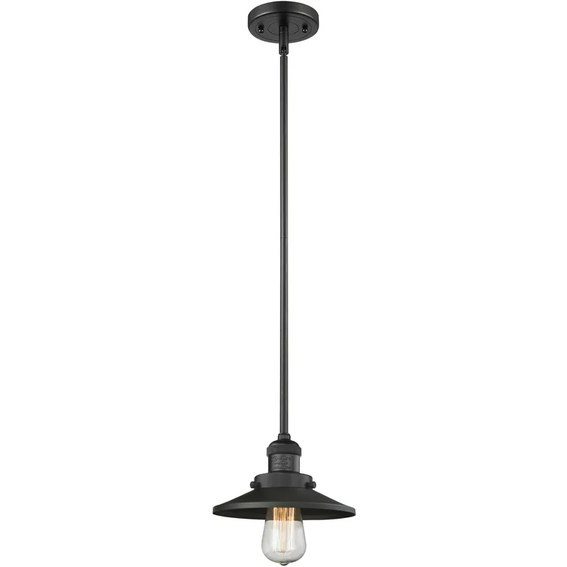Franklin Restoration Railroad 1 Light 8 inch Matte Black Mini Pendant Ceiling Light in Incandescent, Franklin Restoration