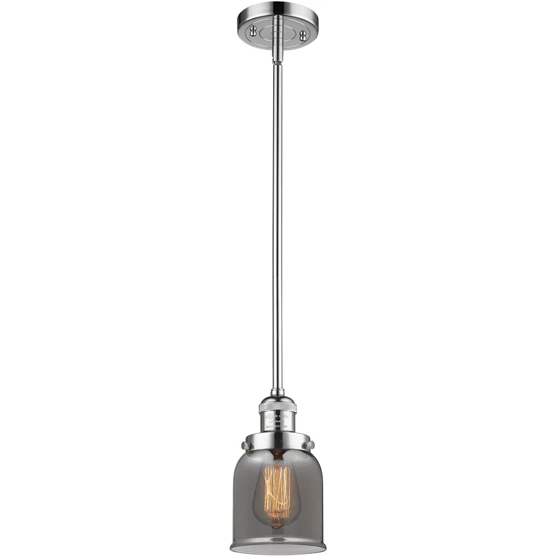 Franklin Restoration Bell 1 Light 5 inch Polished Chrome Mini Pendant Ceiling Light in Bulb Not Included, Light Smoke Glass, Franklin Restoration