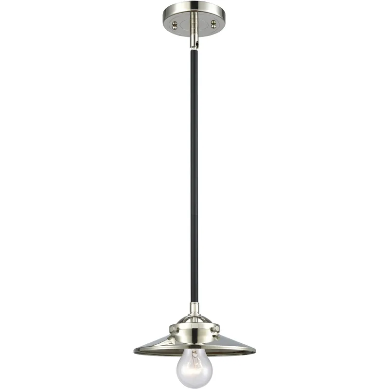 Nouveau Railroad 1 Light 8 inch Black Polished Nickel Mini Pendant Ceiling Light in Incandescent, Nouveau