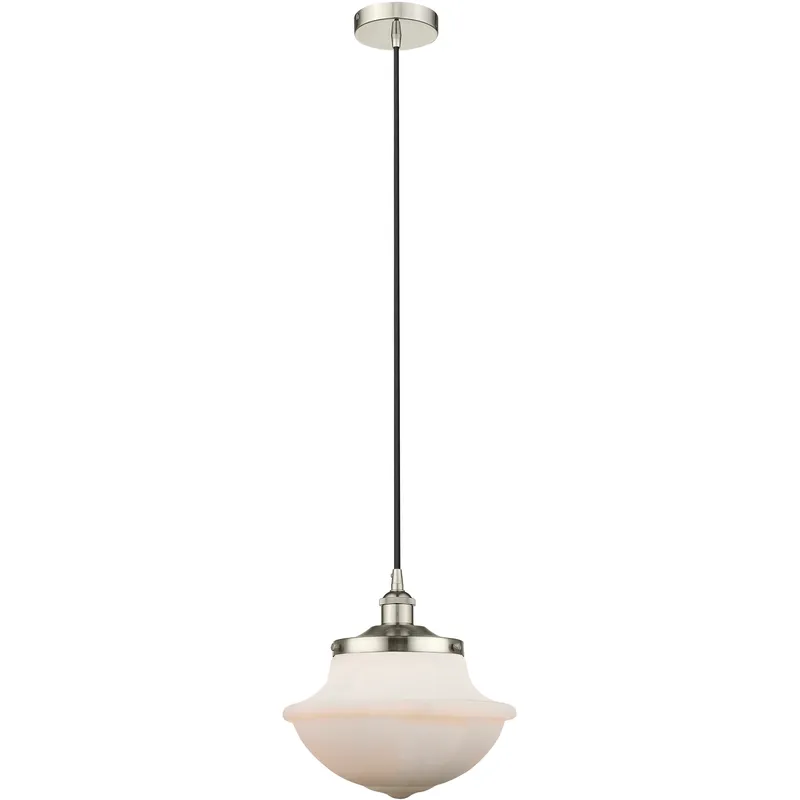 Oxford 1 Light 11.75 inch Polished Nickel Mini Pendant Ceiling Light in Matte White Glass