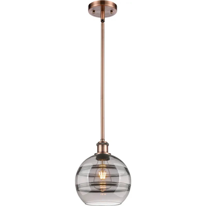 Ballston Rochester 1 Light 8 inch Antique Copper Stem Hung Mini Pendant Ceiling Light
