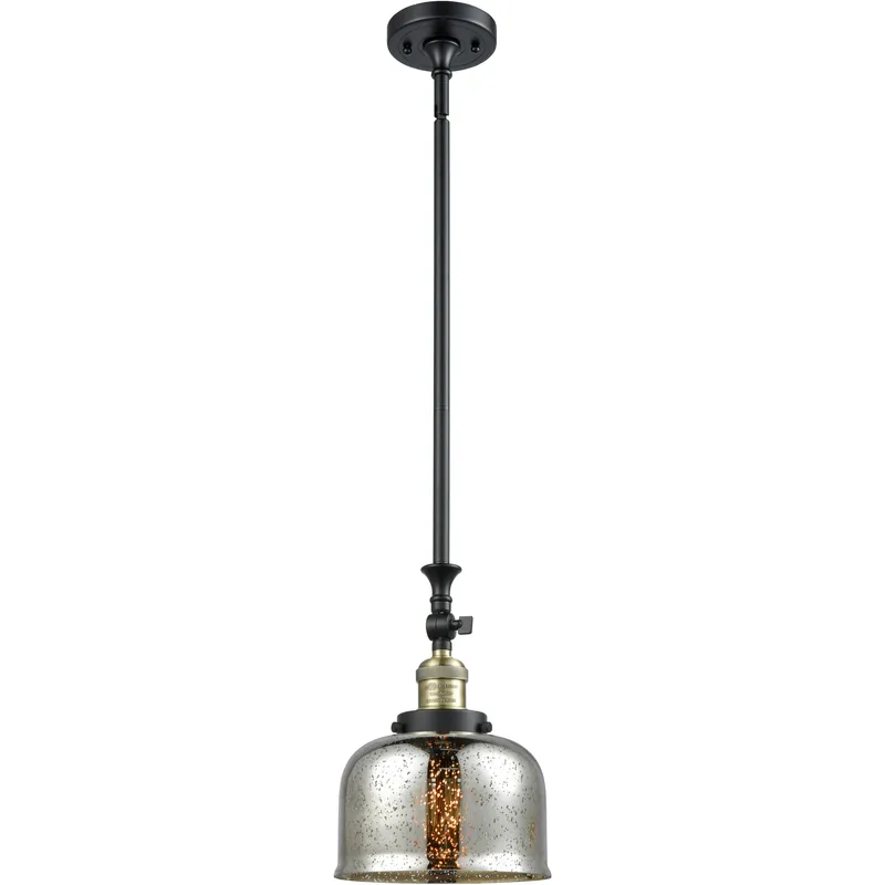 Franklin Restoration Bell 1 Light 8 inch Black Antique Brass Mini Pendant Ceiling Light in Incandescent, Silver Plated Mercury, Franklin Restoration