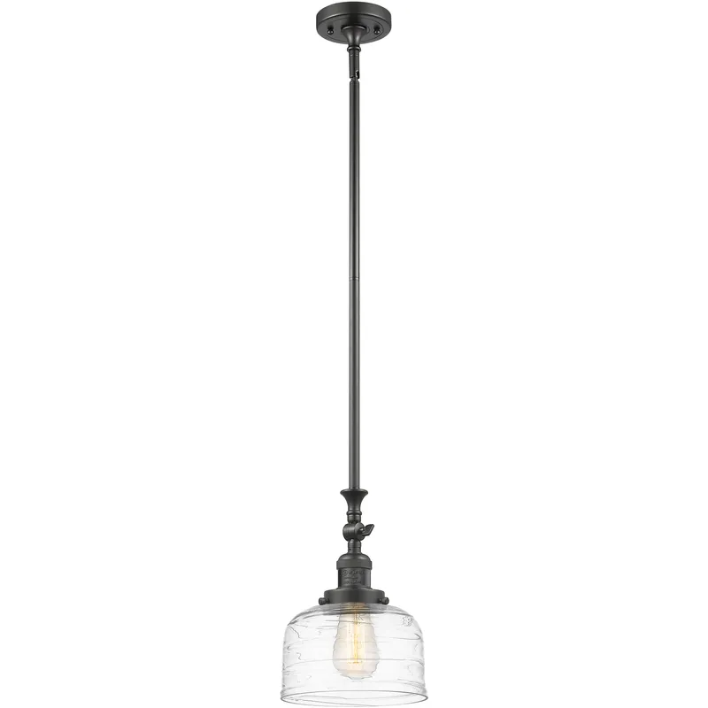 Franklin Restoration Bell 1 Light 8 inch Oil Rubbed Bronze Mini Pendant Ceiling Light in Incandescent, Clear Deco Swirl
