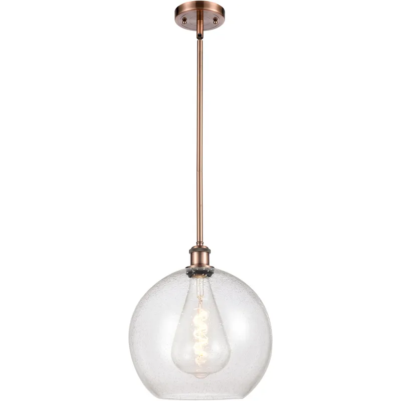Ballston Athens 1 Light 12 inch Antique Copper Mini Pendant Ceiling Light in Seedy Glass