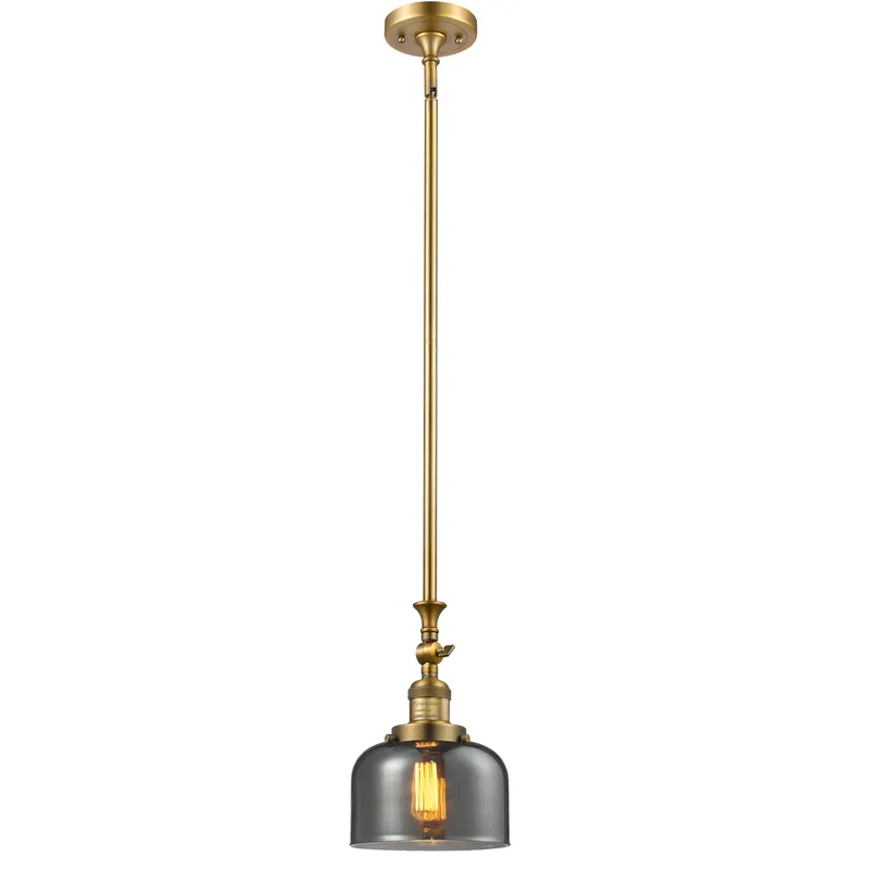 Franklin Restoration Bell 1 Light 8 inch Brushed Brass Mini Pendant Ceiling Light in Bulb Not Included, Light Smoke Glass, Franklin Restoration