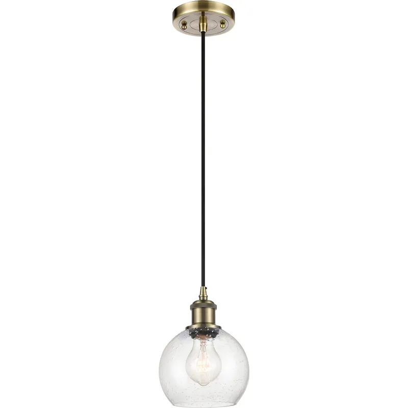 Ballston Athens 1 Light 6 inch Antique Brass Mini Pendant Ceiling Light in Seedy Glass