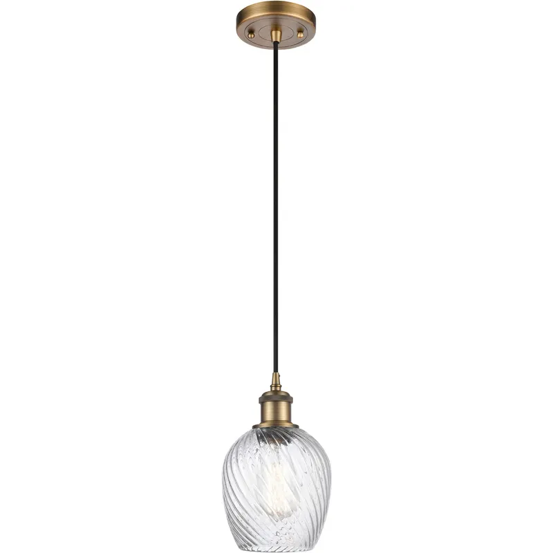 Ballston Salina LED 5 inch Brushed Brass Mini Pendant Ceiling Light in Black Textured, Ballston