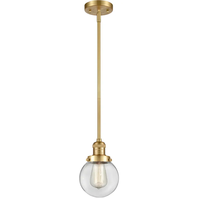 Franklin Restoration Beacon LED 6 inch Satin Gold Mini Pendant Ceiling Light in Clear, Franklin Restoration