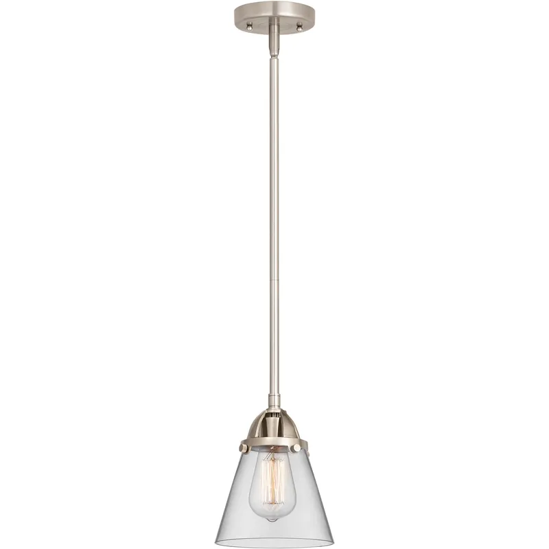 Nouveau 2 Cone 1 Light 6.25 inch Brushed Satin Nickel Mini Pendant Ceiling Light in Incandescent, Clear