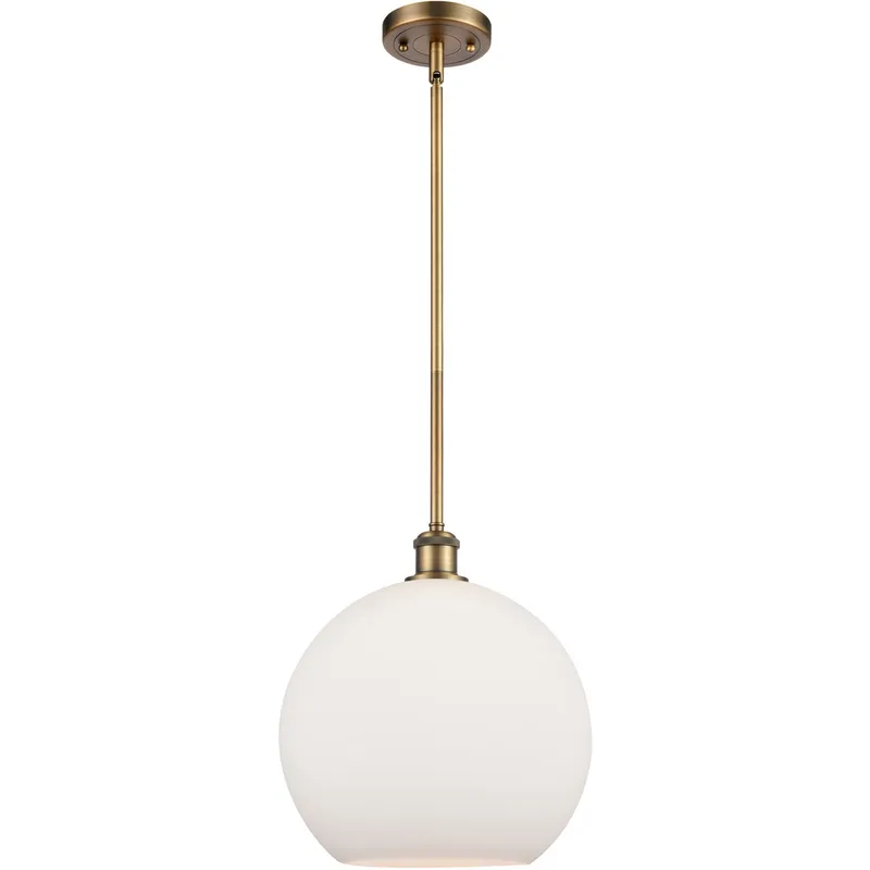 Ballston Athens 1 Light 12 inch Brushed Brass Mini Pendant Ceiling Light in Matte White Glass