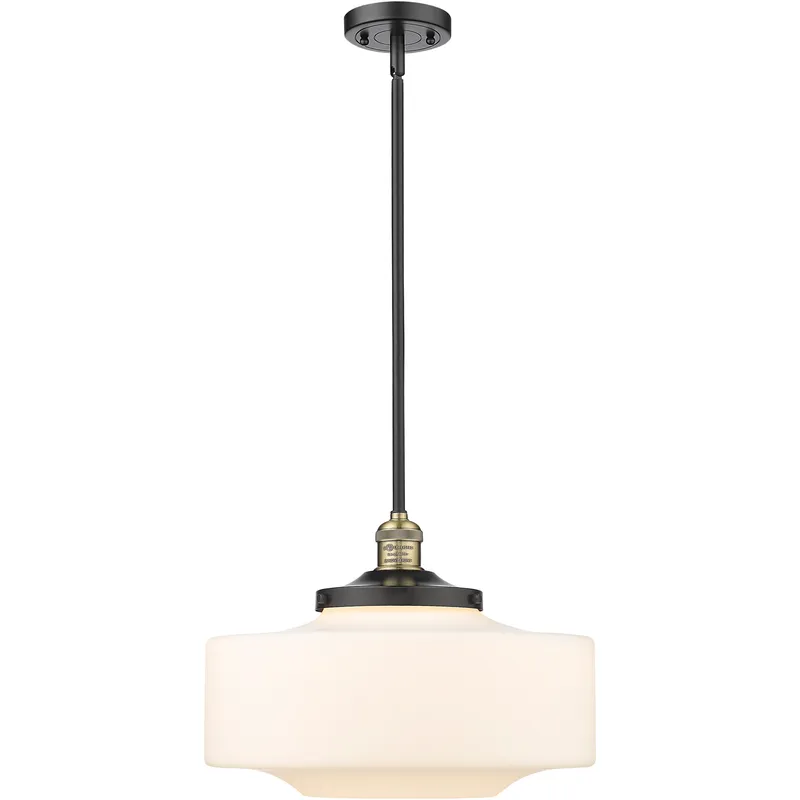 Franklin Restoration Bridgeton 1 Light 11.75 inch Black Antique Brass Mini Pendant Ceiling Light in Incandescent, Matte White