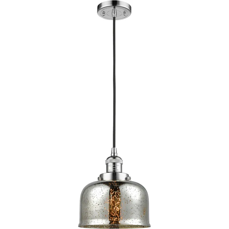 Franklin Restoration Bell LED 8 inch Polished Chrome Mini Pendant Ceiling Light in Silver Plated Mercury, Franklin Restoration