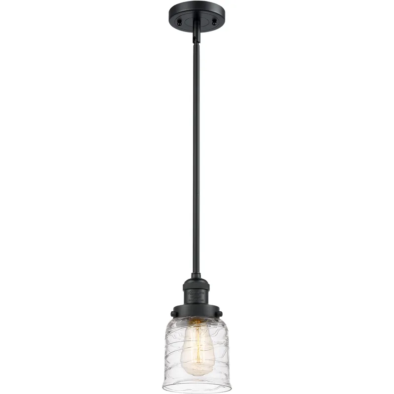 Franklin Restoration Bell 1 Light 5 inch Matte Black Mini Pendant Ceiling Light in Incandescent, Deco Swirl