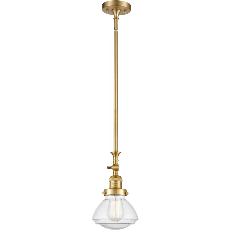 Franklin Restoration Olean 1 Light 6.75 inch Satin Gold Mini Pendant Ceiling Light in Incandescent, Seedy, Franklin Restoration