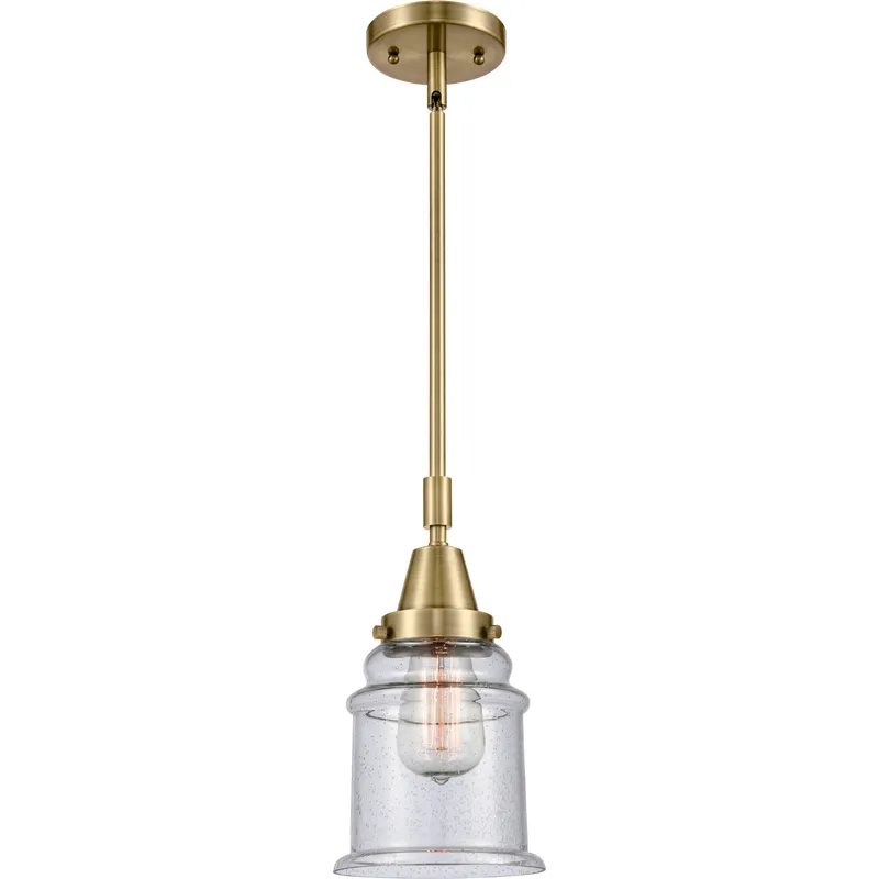 Franklin Restoration Canton LED 6.5 inch Antique Brass Mini Pendant Ceiling Light in Seedy Glass