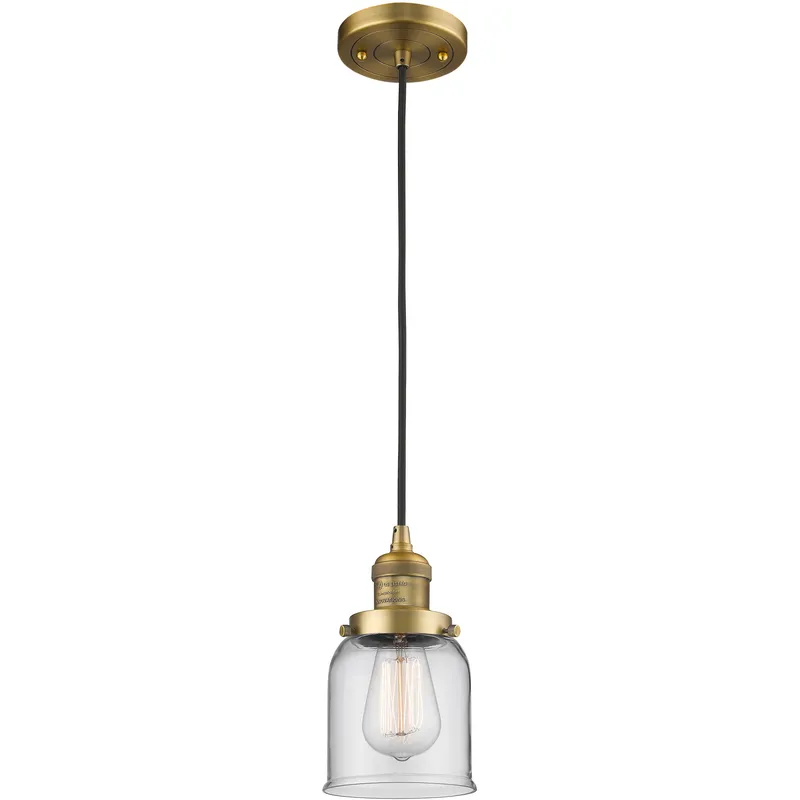 Franklin Restoration Bell LED 5 inch Brushed Brass Mini Pendant Ceiling Light in Clear, Franklin Restoration