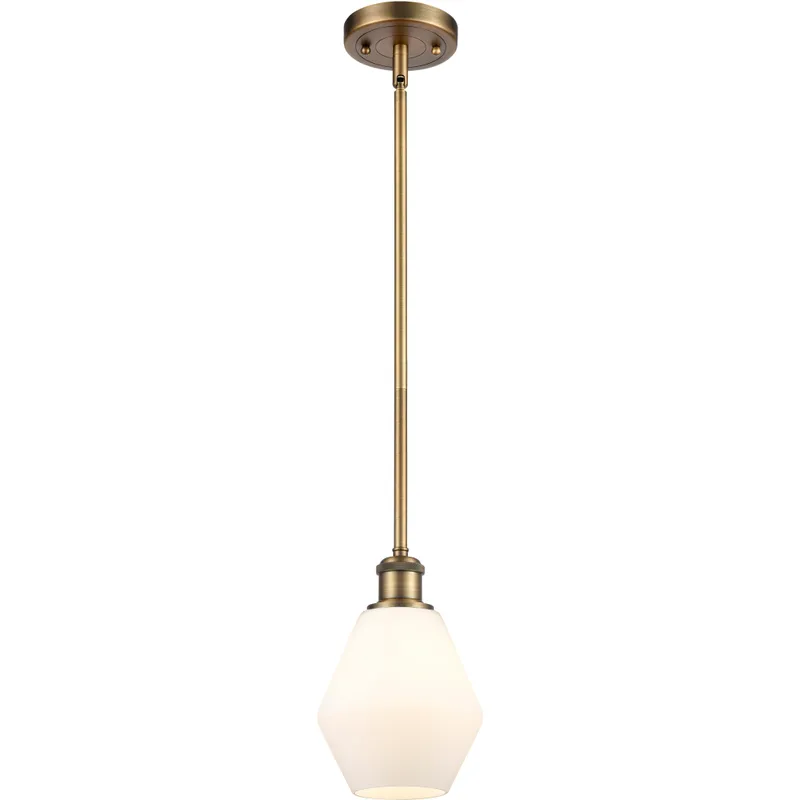 Ballston Cindyrella LED 6 inch Brushed Brass Mini Pendant Ceiling Light in Matte White Glass