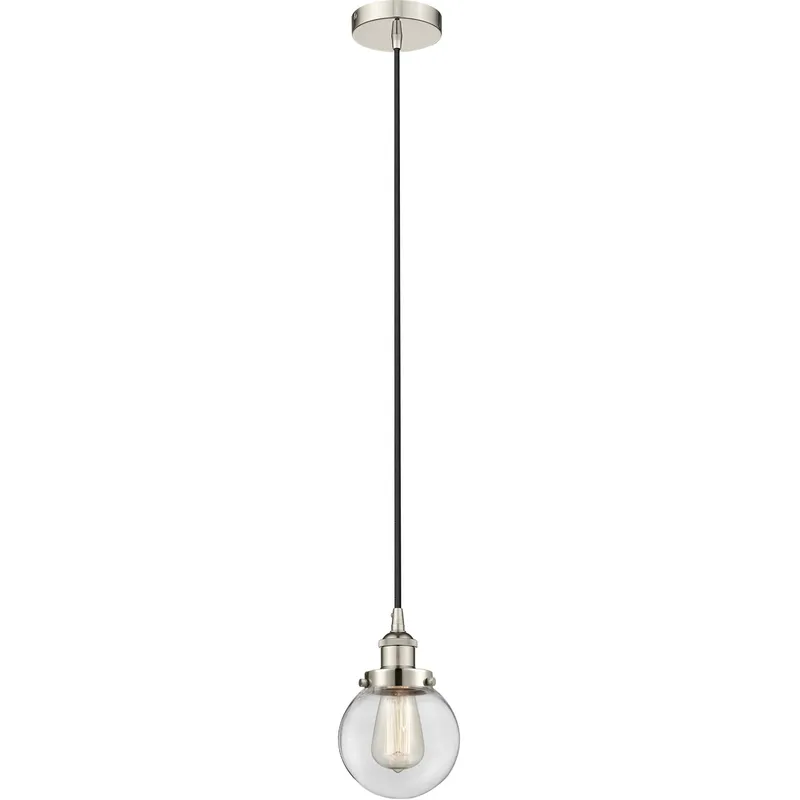 Edison Beacon LED 6 inch Polished Nickel Mini Pendant Ceiling Light