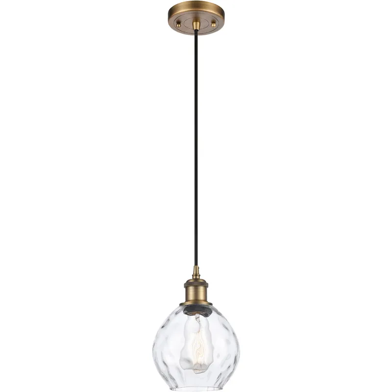 Ballston Small Waverly LED 6 inch Brushed Brass Mini Pendant Ceiling Light in Black Textured, Ballston