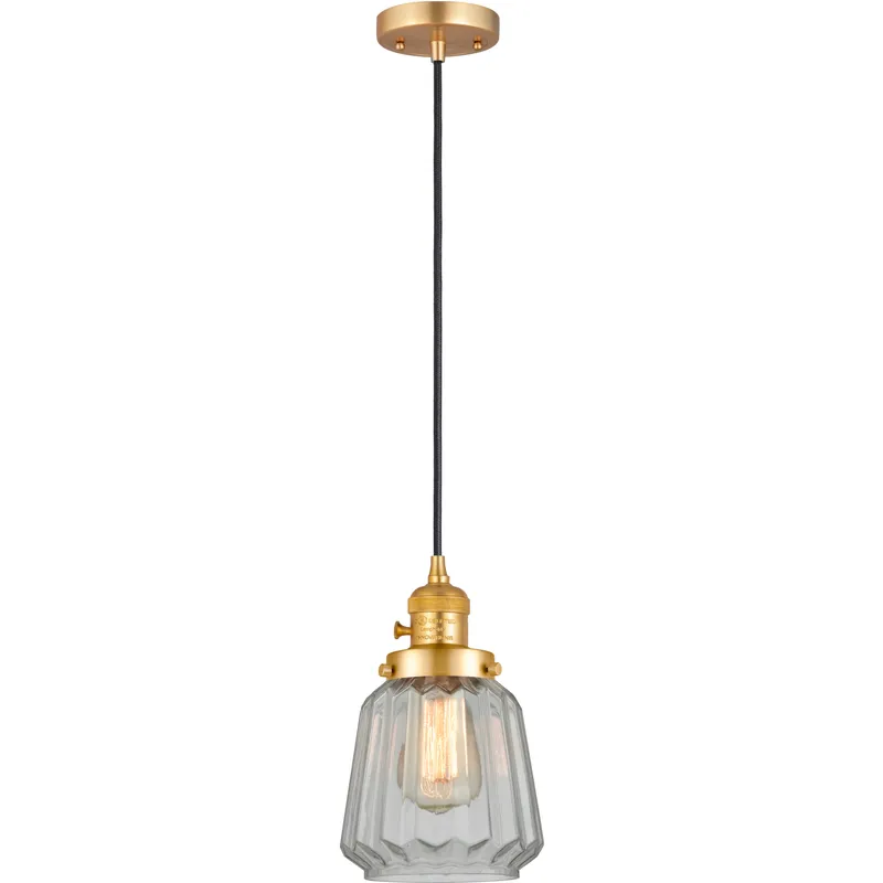 Franklin Restoration Chatham 1 Light 6 inch Satin Gold Mini Pendant Ceiling Light in Incandescent, Clear