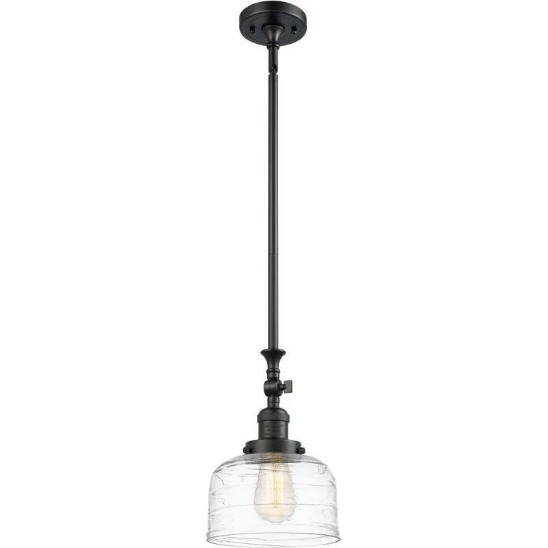 Franklin Restoration Bell LED 8 inch Matte Black Mini Pendant Ceiling Light in Clear Deco Swirl