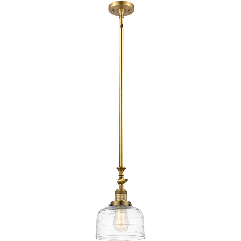 Franklin Restoration Bell 1 Light 8 inch Brushed Brass Mini Pendant Ceiling Light in Incandescent, Clear Deco Swirl