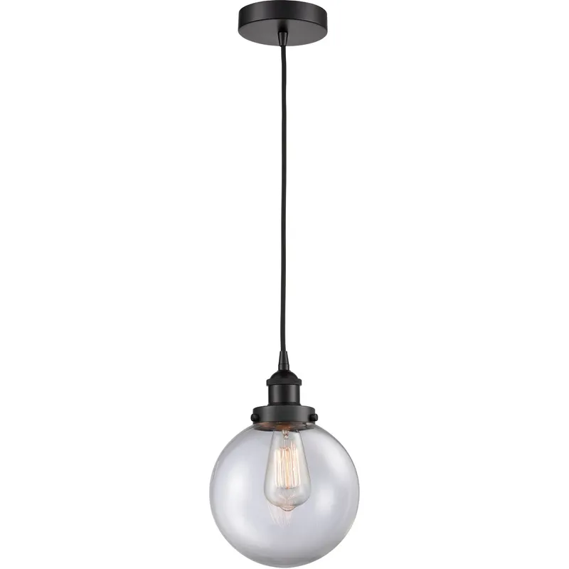 Edison Beacon LED 8 inch Matte Black Mini Pendant Ceiling Light