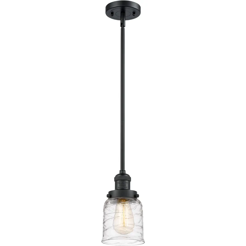 Franklin Restoration Bell LED 5 inch Matte Black Mini Pendant Ceiling Light in Deco Swirl