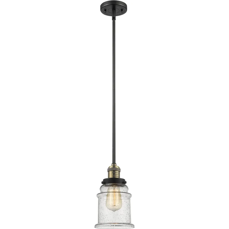 Franklin Restoration Canton 1 Light 6.5 inch Black Antique Brass Mini Pendant Ceiling Light in Incandescent, Seedy, Franklin Restoration