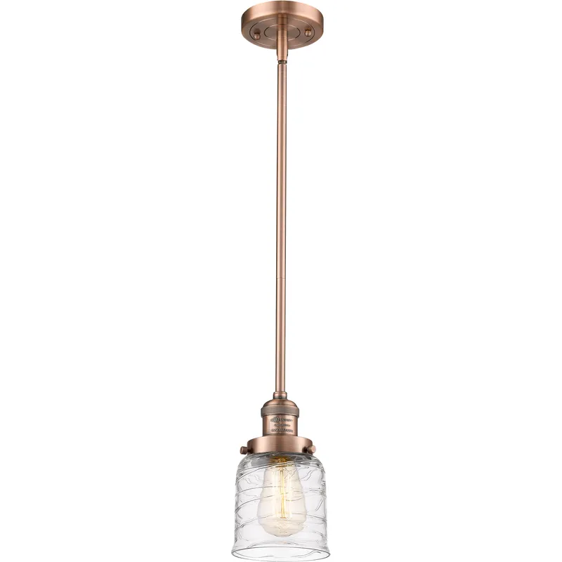 Franklin Restoration Bell 1 Light 5 inch Antique Copper Mini Pendant Ceiling Light in Incandescent, Deco Swirl