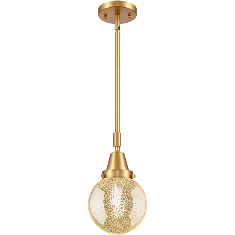 Beacon 1 Light 6 inch Satin Gold Mini Pendant Ceiling Light in Mercury Glass