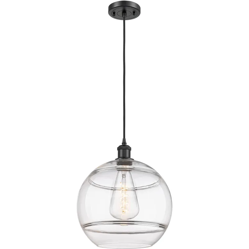 Ballston Rochester 1 Light 12 inch Matte Black Cord Hung Mini Pendant Ceiling Light
