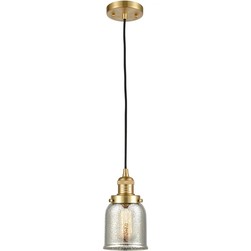 Franklin Restoration Bell LED 5 inch Satin Gold Mini Pendant Ceiling Light in Silver Plated Mercury, Franklin Restoration