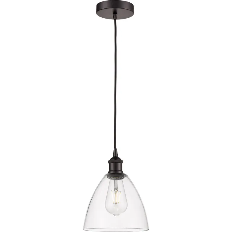 Edison Dome LED 7.5 inch Oil Rubbed Bronze Mini Pendant Ceiling Light in Clear Glass