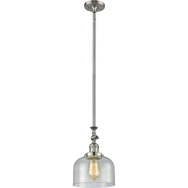 Franklin Restoration Bell 1 Light 8 inch Brushed Satin Nickel Mini Pendant Ceiling Light in Incandescent, Seedy, Franklin Restoration