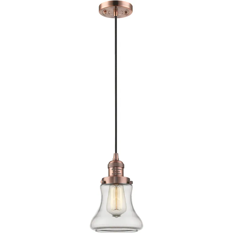 Franklin Restoration Bellmont 1 Light 6.25 inch Antique Copper Mini Pendant Ceiling Light in Incandescent, Clear, Franklin Restoration