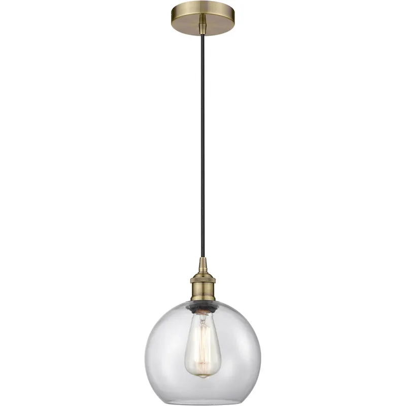 Edison Athens 1 Light 8 inch Antique Brass Mini Pendant Ceiling Light