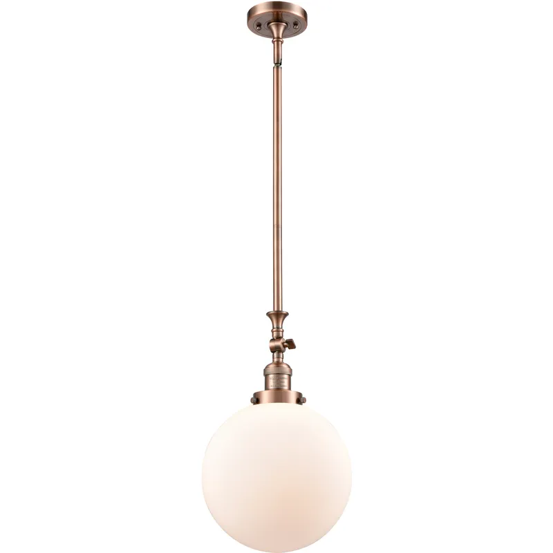 Franklin Restoration Beacon LED 10 inch Antique Copper Mini Pendant Ceiling Light in Matte White, Franklin Restoration