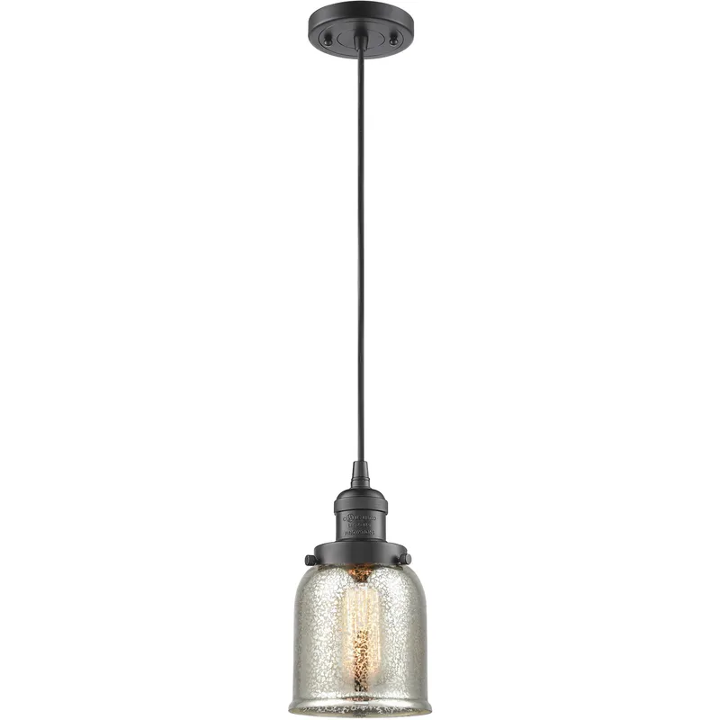 Franklin Restoration Bell 1 Light 5 inch Oil Rubbed Bronze Mini Pendant Ceiling Light in Incandescent, Silver Plated Mercury, Franklin Restoration