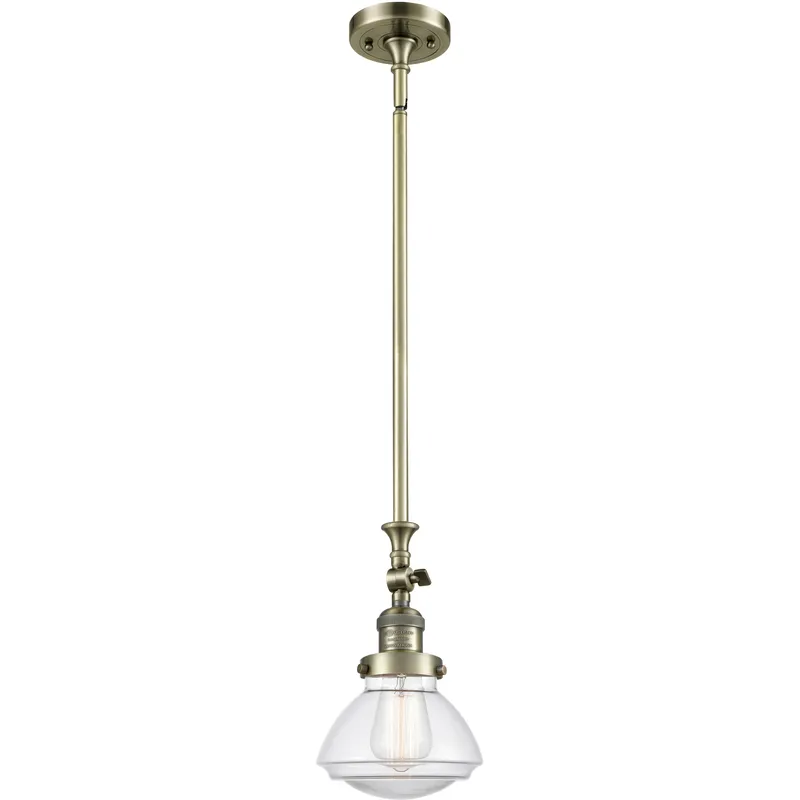 Franklin Restoration Olean 1 Light 6.75 inch Antique Brass Mini Pendant Ceiling Light in Incandescent, Clear, Franklin Restoration