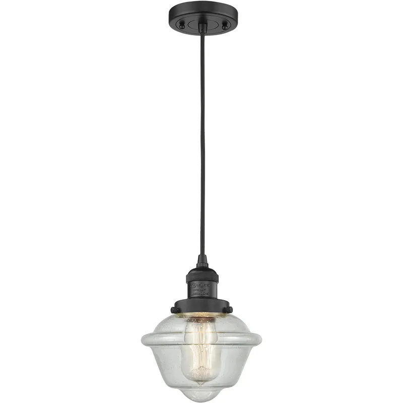 Franklin Restoration Oxford 1 Light 7.5 inch Matte Black Mini Pendant Ceiling Light in Incandescent, Seedy, Franklin Restoration